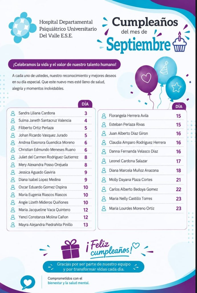 Cumpleaños del mes de septiembre 2026